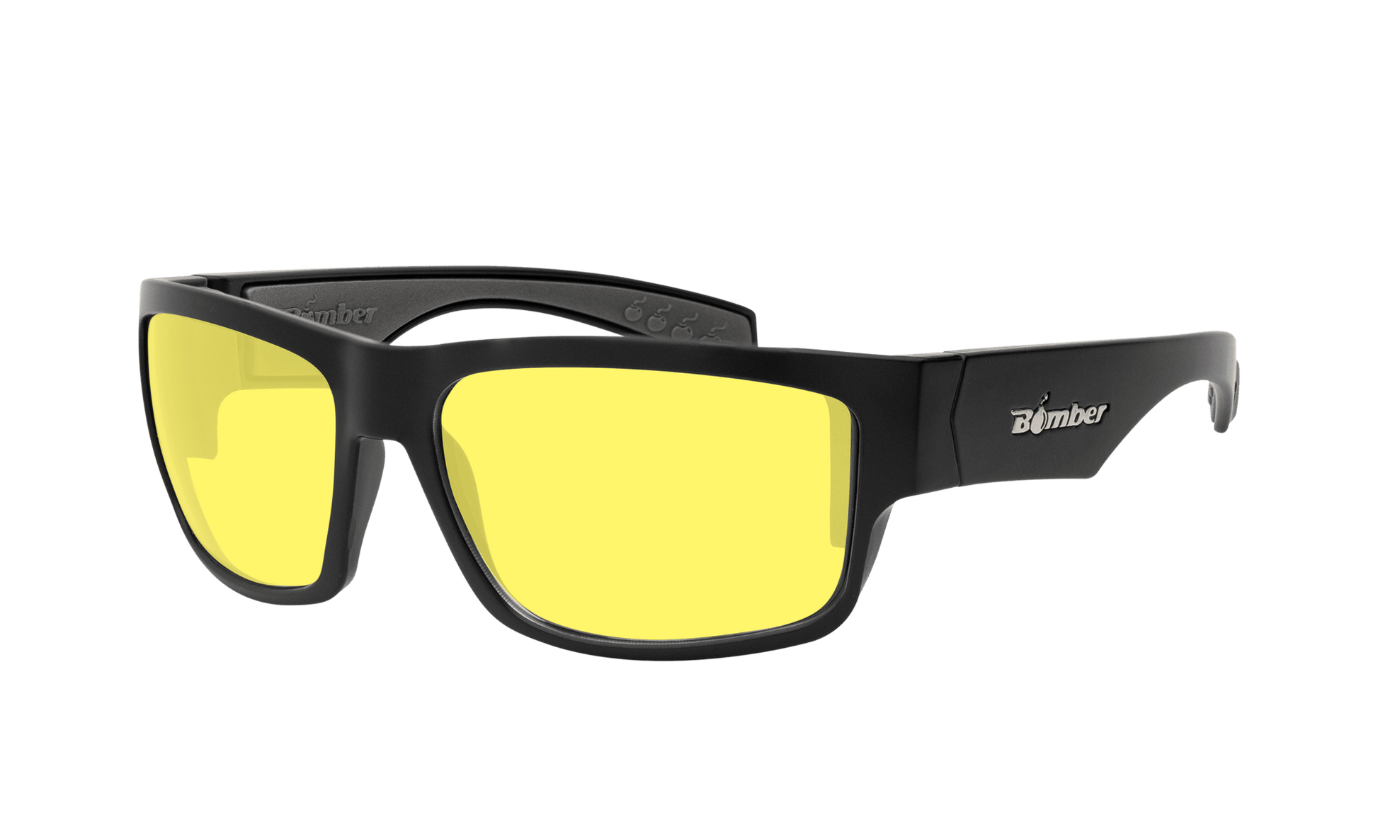 Black Frame & Yellow Lens Sunglasses - ANSI Z87+ Rated – Bomber Black Frame & Yellow Lens Sunglasses - ANSI Z87+ Rated – Bomber