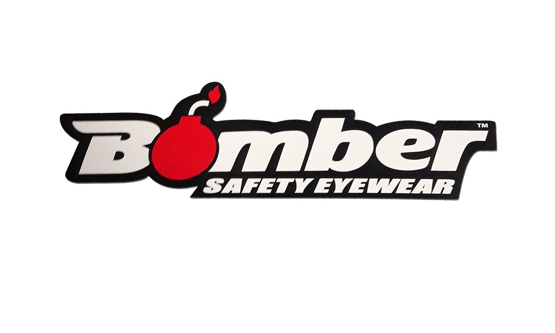 7" Red Blk Bomber Sticker_Safety - Accessories - Bomber Eyewear - 7" BOMBER STICKER_SAFETY
