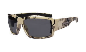 CAMO FRAME SAFETY GLASSES WITH SMOKE LENS