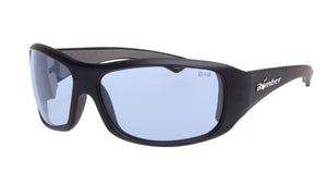 BLACK FRAME SAFETY GLASSES WITH LIGHT BLUE LENS