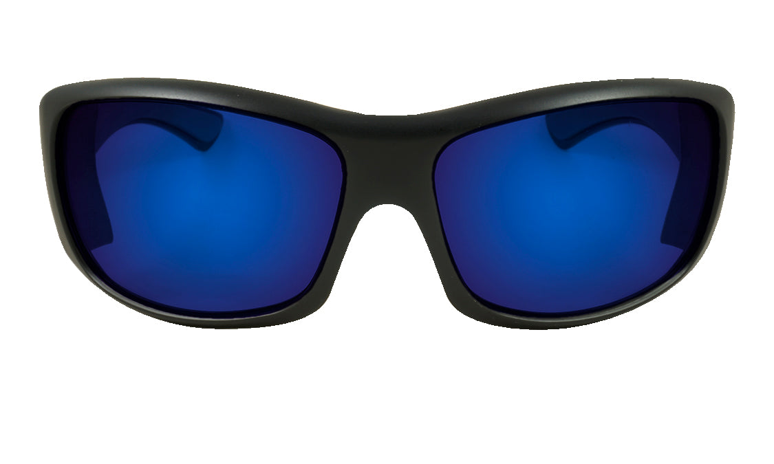 Bomber Sunglasses - Butter Bomb Matte Black FRM / Blue Mirror PL Lens / Blue Foam