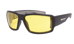 BLACK FRAME SAFETY GLASSES WITH YELLOW LENS