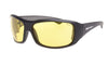 BLACK FRAME SAFETY GLASSES WITH YELLOW LENS