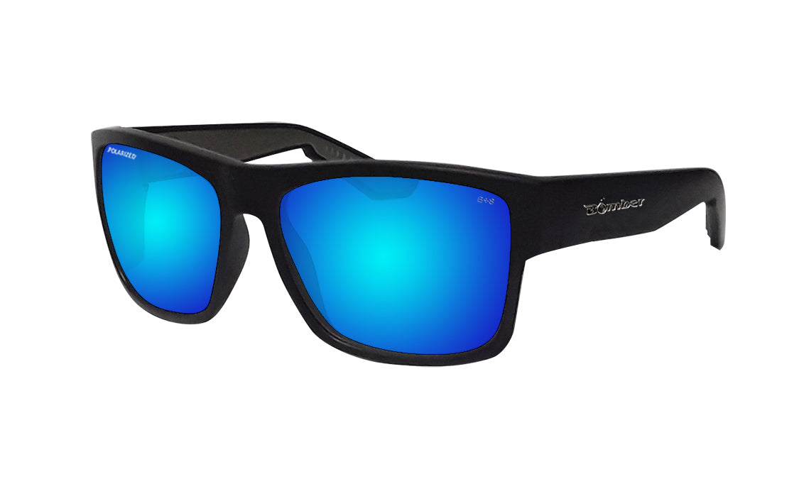 Ice Blue Mirror Polarized Sunglasses with Matte Black Frame