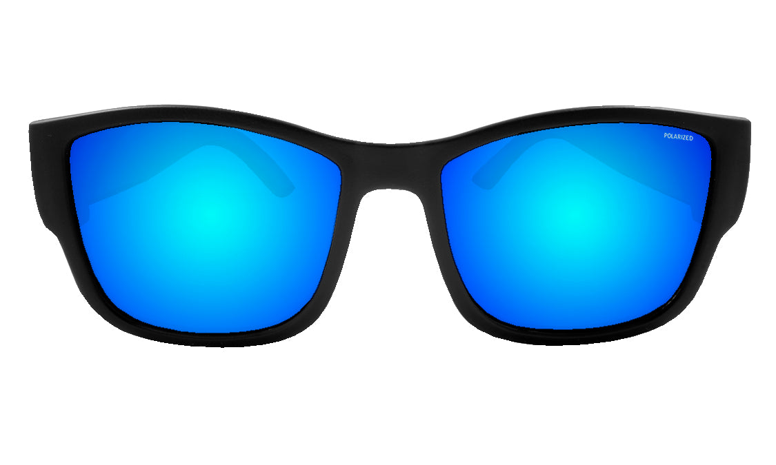 Bomber Eyewear Gomer Bomb Polarized Sunglasses Black (Ice Blue Mirror Lens)
