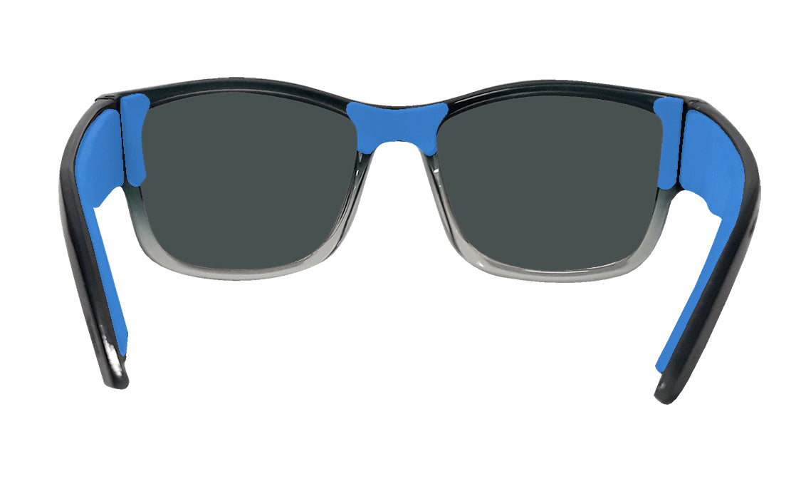 Bomber Sunglasses - Gomer Bomb: 2-Tone Smoke Crystal Frame/Blue Polarized Lens/Blue Foam