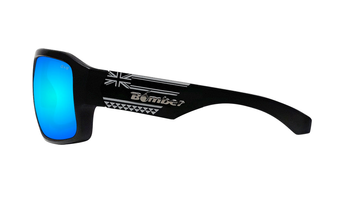Bomber Sunglasses - Mega Bomb Matte Blk FRM / Ice Blue Polarized Lens
