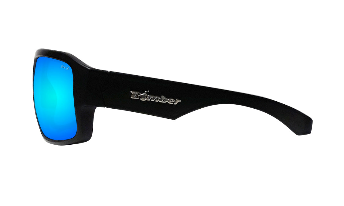 Bomber Sunglasses - Mega Bomb Matte Blk FRM / Ice Blue Polarized Lens