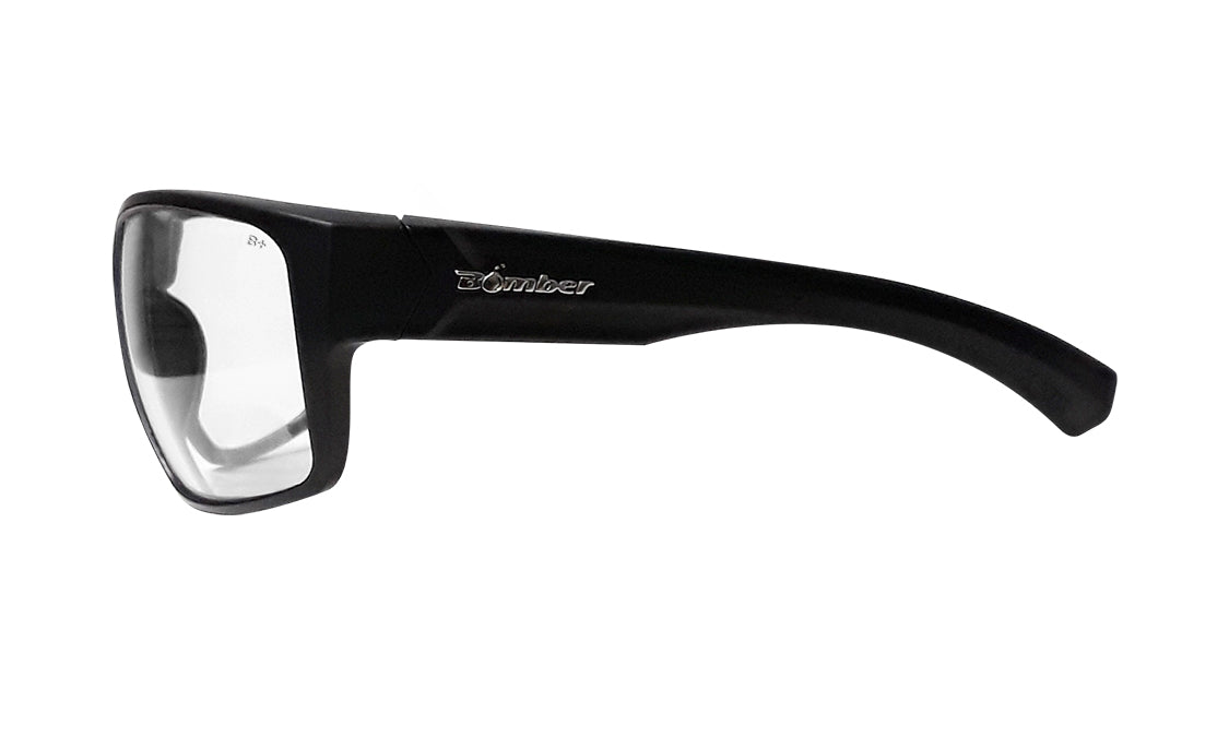 Bomber Mana Matte Black Frame Clear Safety Lens Gray Foam Sunglasses