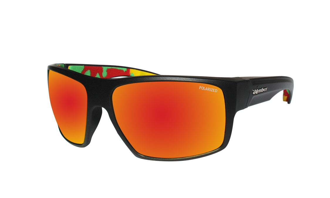 Rasta Sunglasses with Polarized Red Mirror Lenses