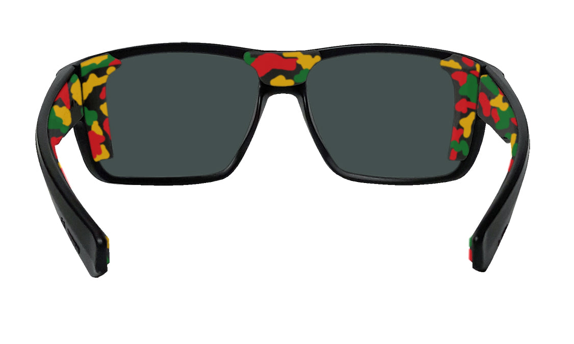 Rasta Sunglasses with Polarized Red Mirror Lenses