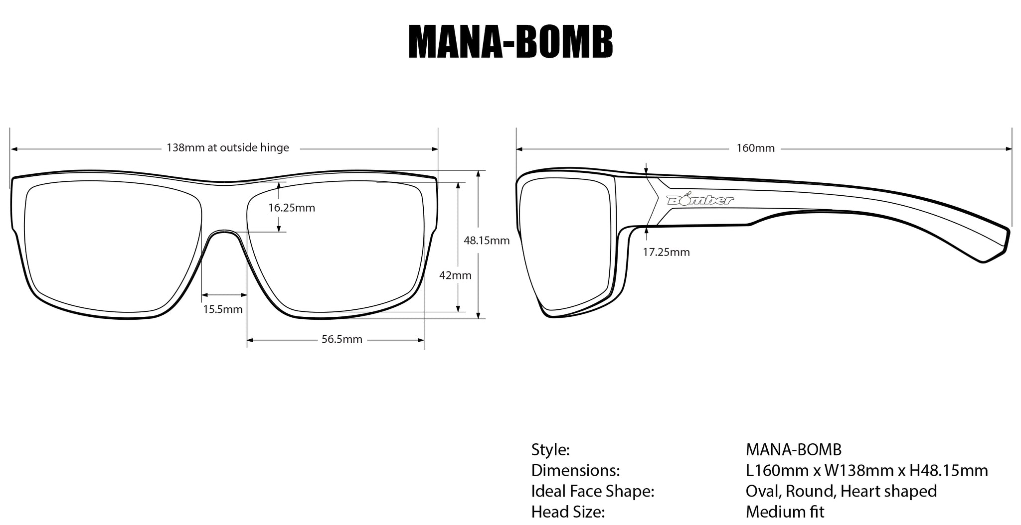 Bomber Mana Matte Black Frame/Ice Blue Safety Lens/Gray Foam Sunglasses