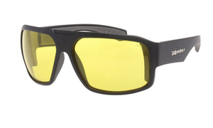 BLACK FRAME SAFETY GLASSES WITH YELLOW LENS