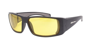 BLACK FRAME SAFETY GLASSES WITH YELLOW LENS