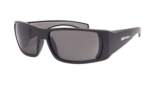 BLACK FRAME SAFETY GLASSES WITH SMOKE LENS