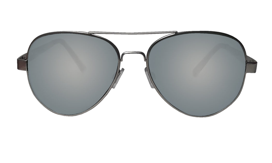 Silver polarized aviator sunglasses sales