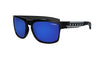 BLACK FRAME FLOATING SUNGLASSES WITH BLUE MIRROR POLARIZED LENS