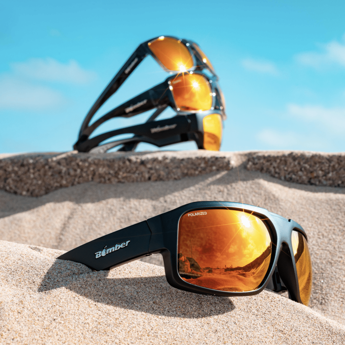 Mega Polarized Orange Shade Sunglasses Bomber Eyewear