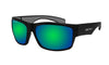 BLACK FRAME FLOATING SUNGLASSES WITH GREEN MIRROR POLARIZED LENS