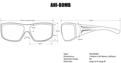 AHI Safety - Ice Blue Mirror - Safety Glasses - Bomber Eyewear - AH103ICE