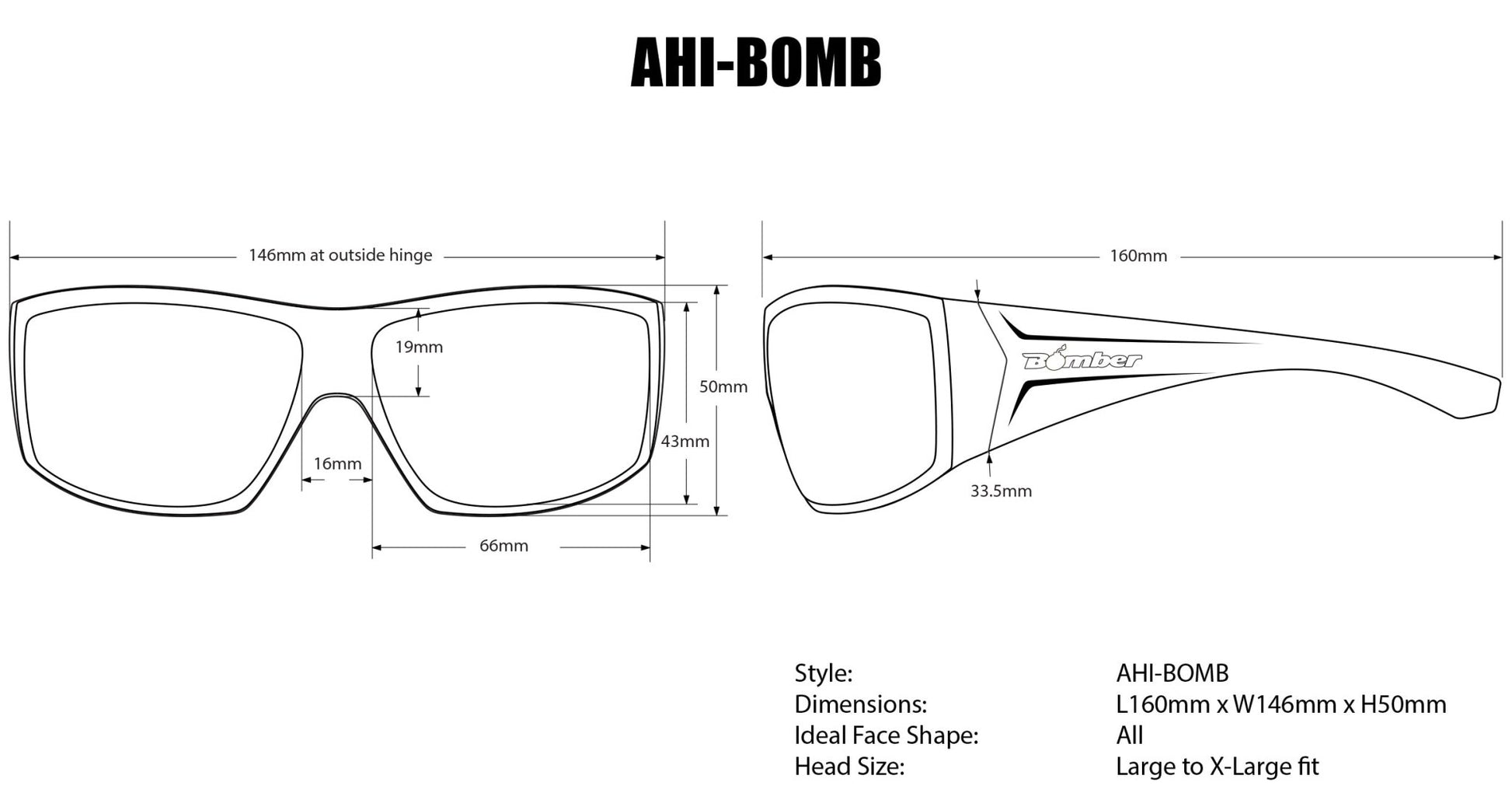 AHI Safety - Polarized Smoke - Safety Glasses - Bomber Eyewear - AH111