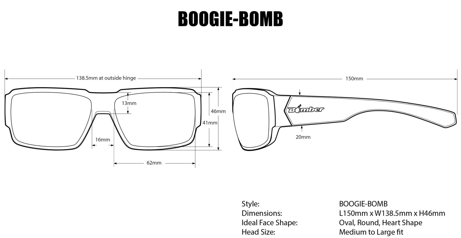 BOOGIE Safety - Blue Mirror - Safety Glasses - Bomber Eyewear - BG103BM