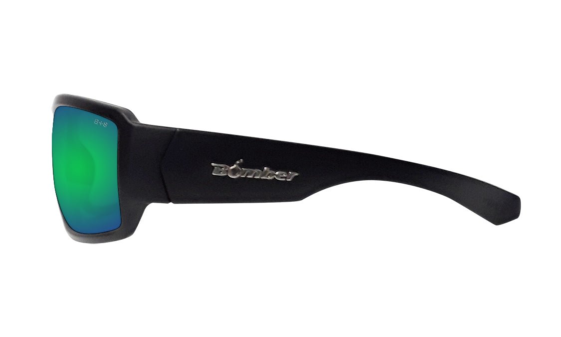 BOOGIE Safety - Polarized Green Mirror Black - Safety Glasses - Bomber Eyewear - BG111GM