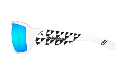 BOOGIE Safety - Polarized Ice Blue Mirror White Mana Series - Safety Glasses - Bomber Eyewear - BG115ICEM