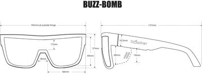 BUZZ Bomb Safety - Fire Red Mirror Crystal - Safety Glasses - Bomber Eyewear - BZ104RM