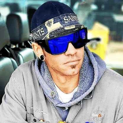 BUZZ Bomb Safety - Polarized Blue Mirror - Safety Glasses - Bomber Eyewear - BZ111BM