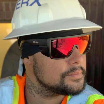 BUZZ Bomb Safety - Polarized Fire Red Mirror - Safety Glasses - Bomber Eyewear - BZ111RM