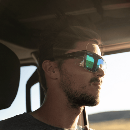 BUZZ Bomb Safety - Polarized Green Mirror Crystal - Safety Glasses - Bomber Eyewear - BZ114GM