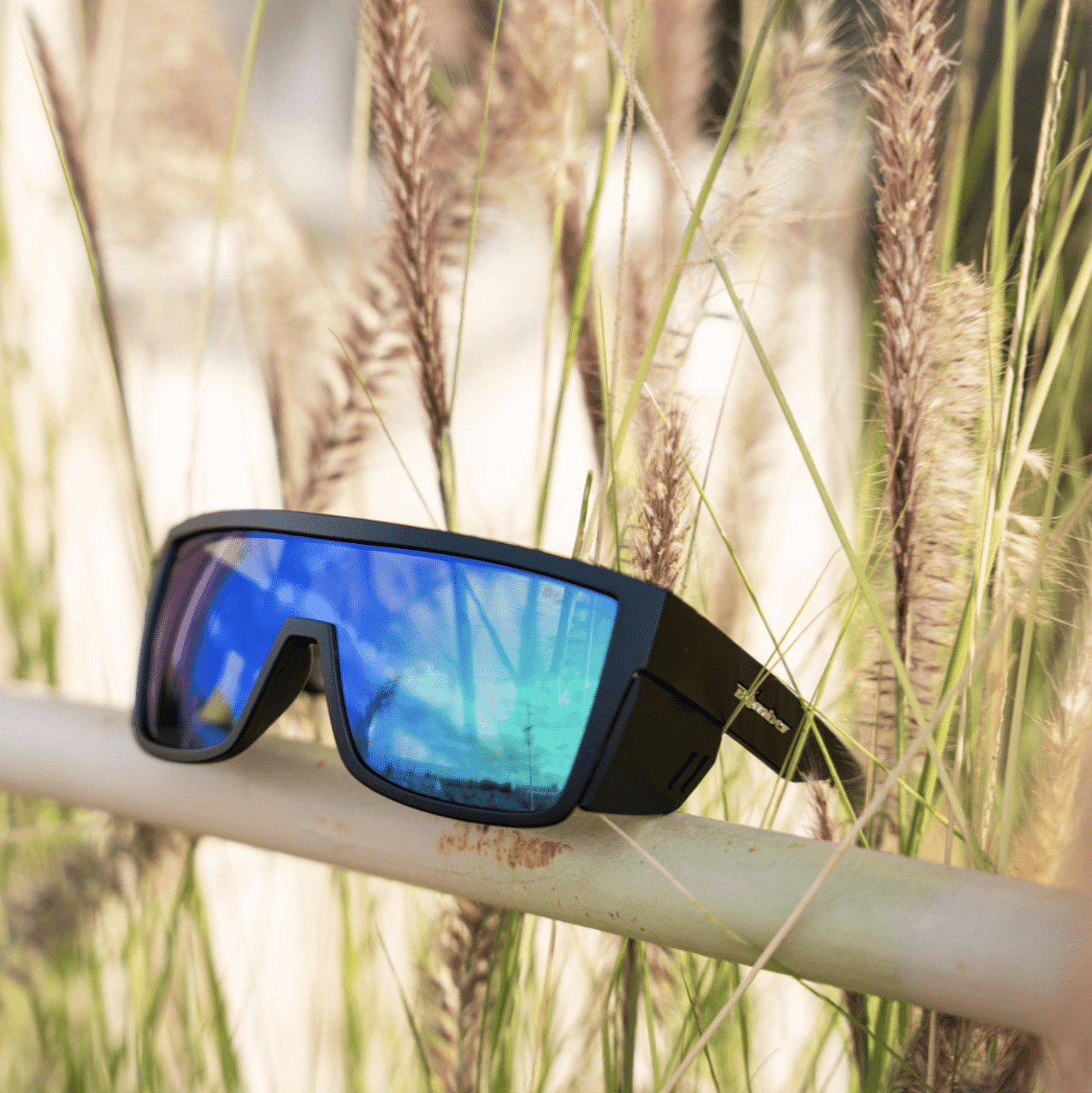 BUZZ Bomb Safety - Polarized Ice Blue Mirror Black - Safety Glasses - Bomber Eyewear - BZ111ICE