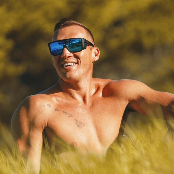 BUZZ Bomb Safety - Polarized Ice Blue Mirror Black - Safety Glasses - Bomber Eyewear - BZ111ICE