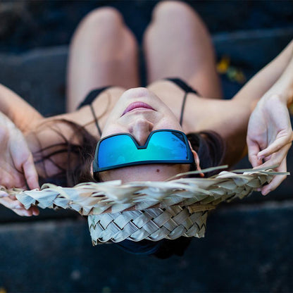 BUZZ Bomb Safety - Polarized Ice Blue Mirror Black - Safety Glasses - Bomber Eyewear - BZ111ICE