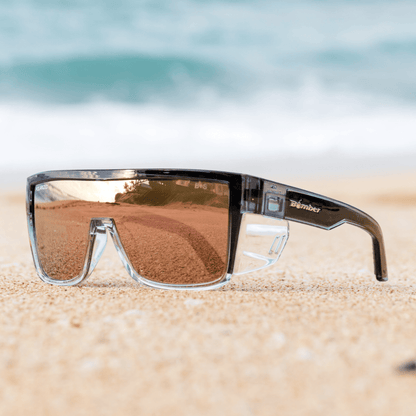 BUZZ Bomb Safety - Polarized Rose Gold Mirror Crystal - Safety Glasses - Bomber Eyewear - BZ114PM