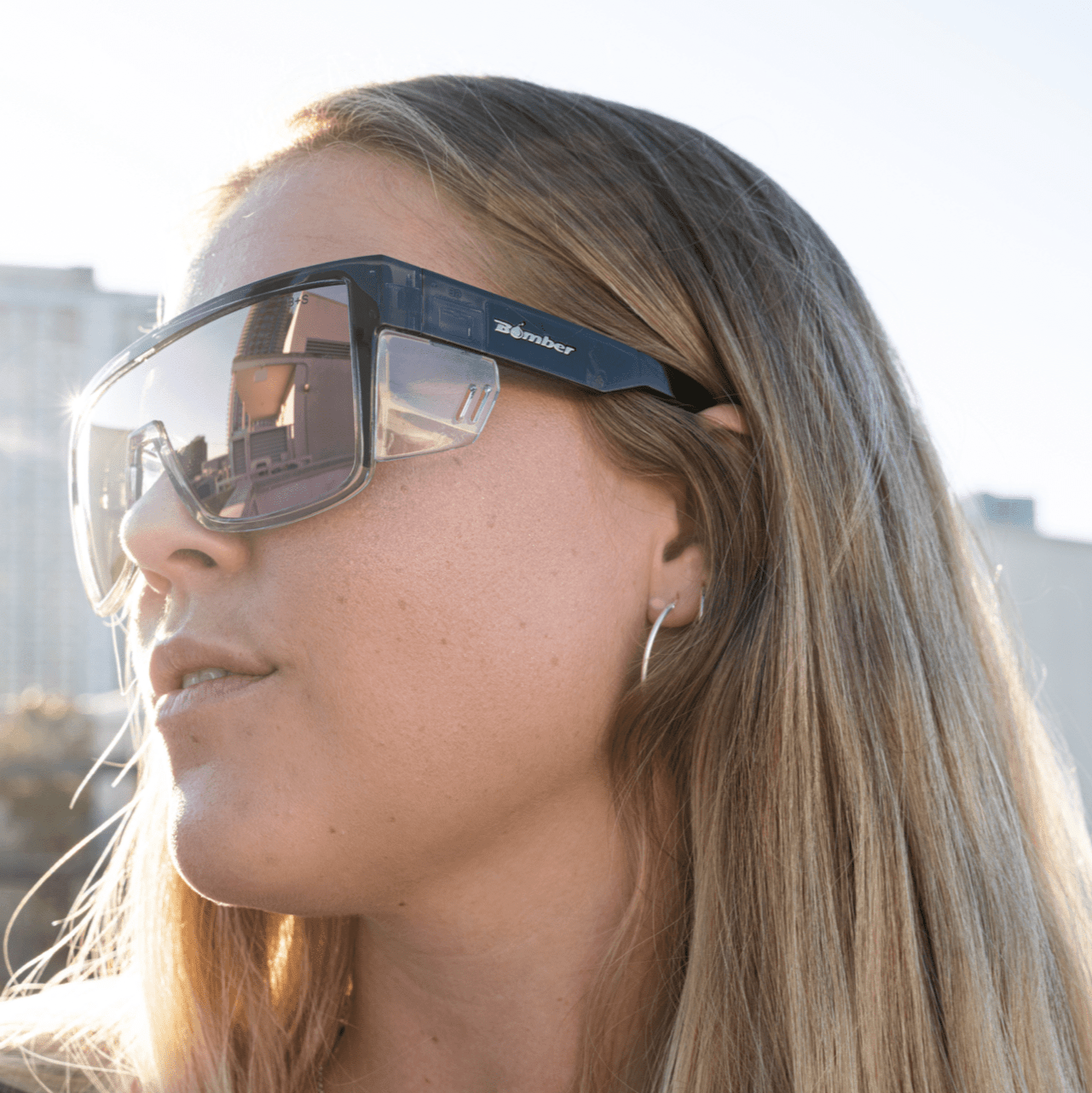 BUZZ Bomb Safety - Polarized Rose Gold Mirror Crystal - Safety Glasses - Bomber Eyewear - BZ114PM