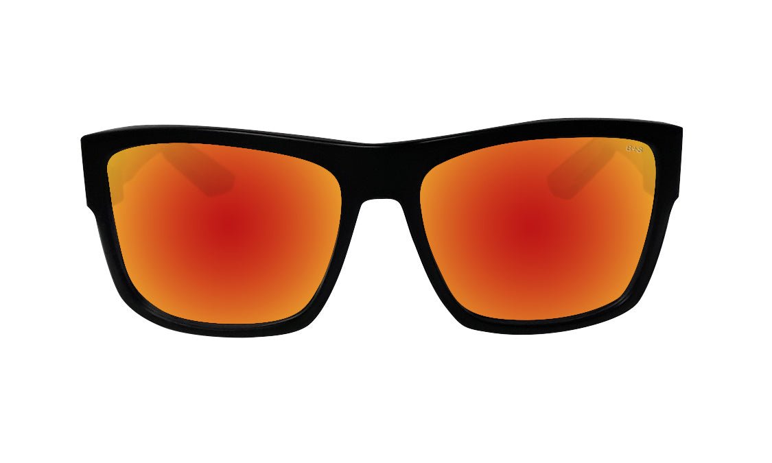 Red Mirror Lens Sunglasses with Side Shields | Bomber Eyewear