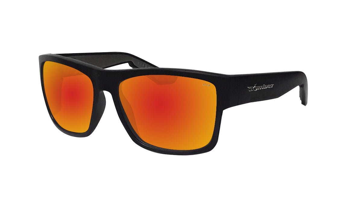 メイクアップミラー (スケルトンレッド) Red Mirror Lens Sunglasses with Side Shields | Bomber Eyewear