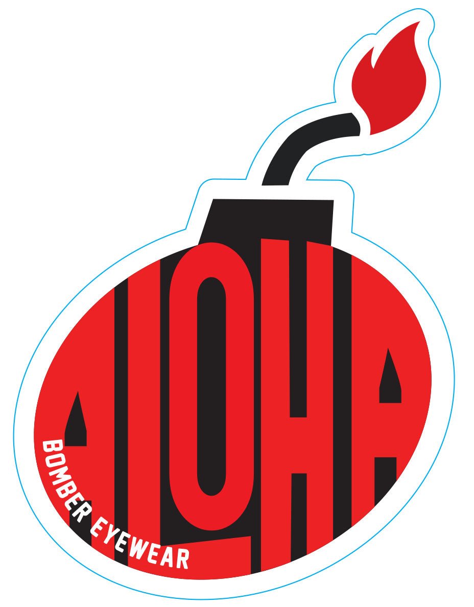 Decal Aloha Bomb Red and Black Sticker - Accessories - Bomber Eyewear - 6" Aloha Bomb Red and Black Sticker Decal