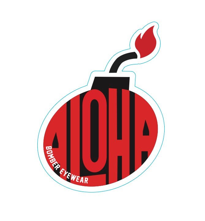 Decal Aloha Bomb Red and Black Sticker - Accessories - Bomber Eyewear - 3" Aloha Bomb Red and Black Sticker Decal