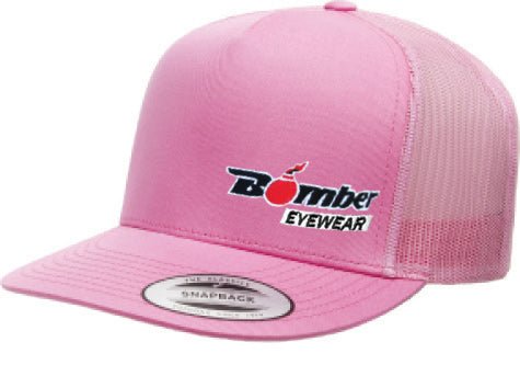FLAT BILL PINK SNAPBACK TRUCKER HAT WITH BOMBER LOGO - Accessories - Bomber Eyewear - BH1PINK