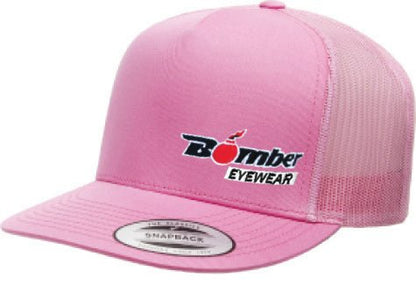 FLAT BILL PINK SNAPBACK TRUCKER HAT WITH BOMBER LOGO - Accessories - Bomber Eyewear - BH1PINK