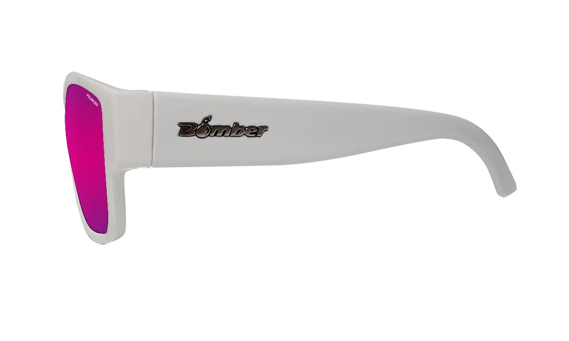 GOMER - Polarized Pink Mirror White - Sunglasses - Bomber Eyewear - GM113PMPF