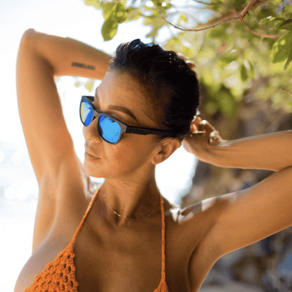 GROM - Polarized Ice Blue Mirror Blk - Sunglasses - Bomber Eyewear - GR111ICE