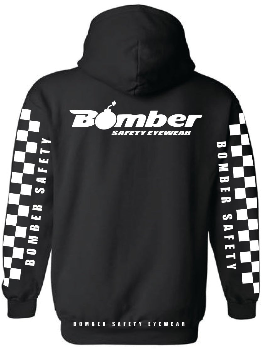 HOODED SWEATSHIRT SAFETY BLACK CHECKER – Bomber Eyewear