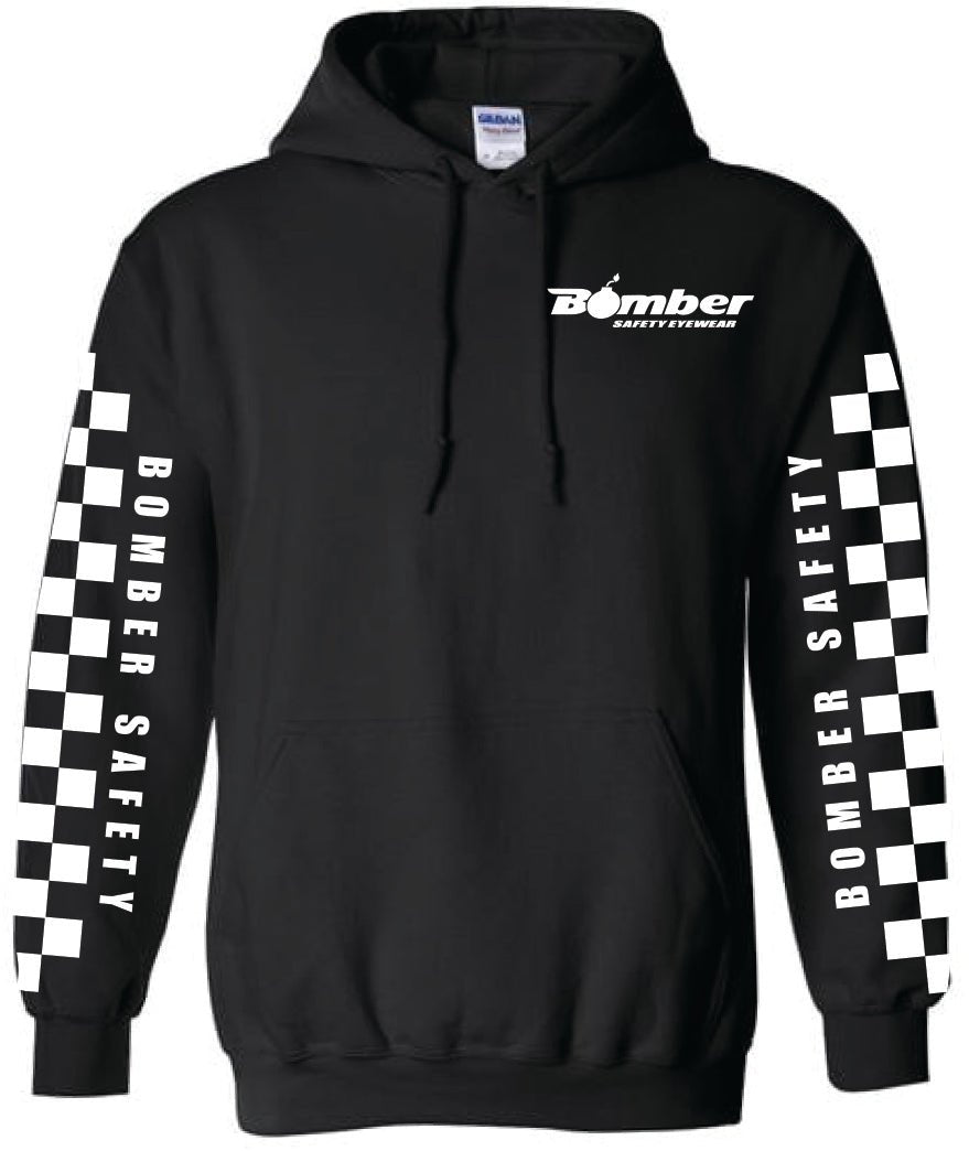 HOODED SWEATSHIRT SAFETY BLACK CHECKER - Accessories - Bomber Eyewear - HD-BLK-CHECKER-M