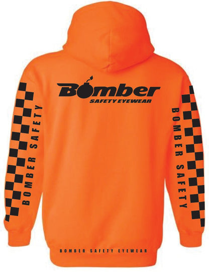 HOODED SWEATSHIRT SAFETY ORANGE CHECKER - Accessories - Bomber Eyewear - HD-ORG-CHECKER-M