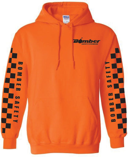HOODED SWEATSHIRT SAFETY ORANGE CHECKER - Accessories - Bomber Eyewear - HD-ORG-CHECKER-M