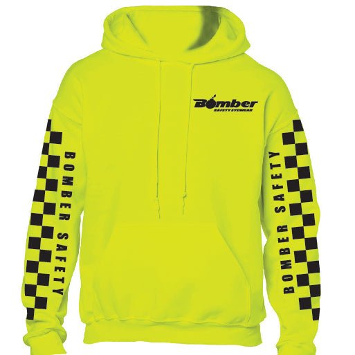 HOODED SWEATSHIRT SAFETY YELLOW CHECKER - Accessories - Bomber Eyewear - HD-YEL-CHECKER-M